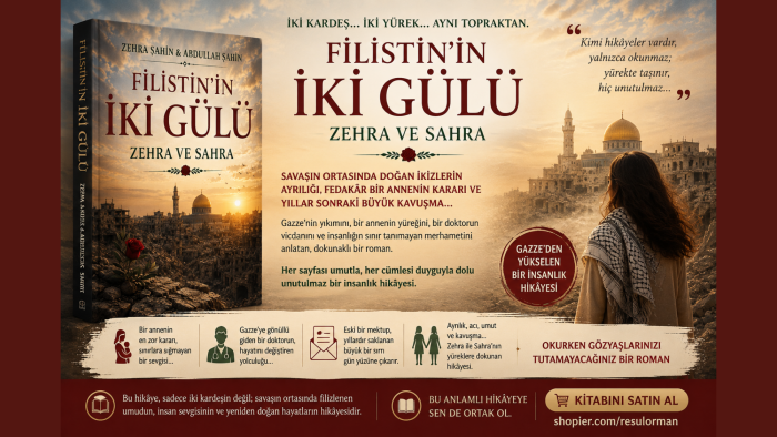 Yazar Zehra ŞAHİN ve Abdullah ŞAHİN'den Gazze Dramına Farklı Bir Bakış "Filistin'in İki Gülü Zehra ve Sahra"